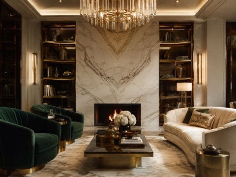 Luxury marble living room interior style preview