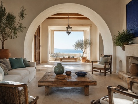 Mediterranean arched living room interior style preview