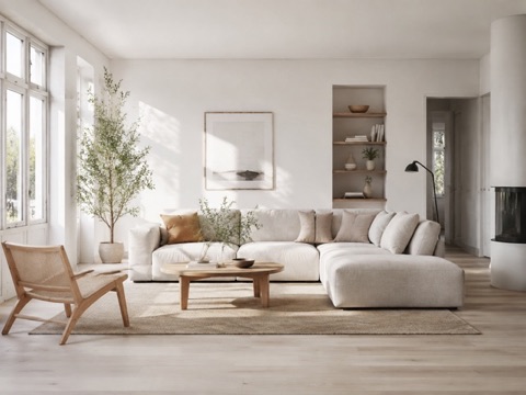 Scandinavian sunlit living room interior style preview